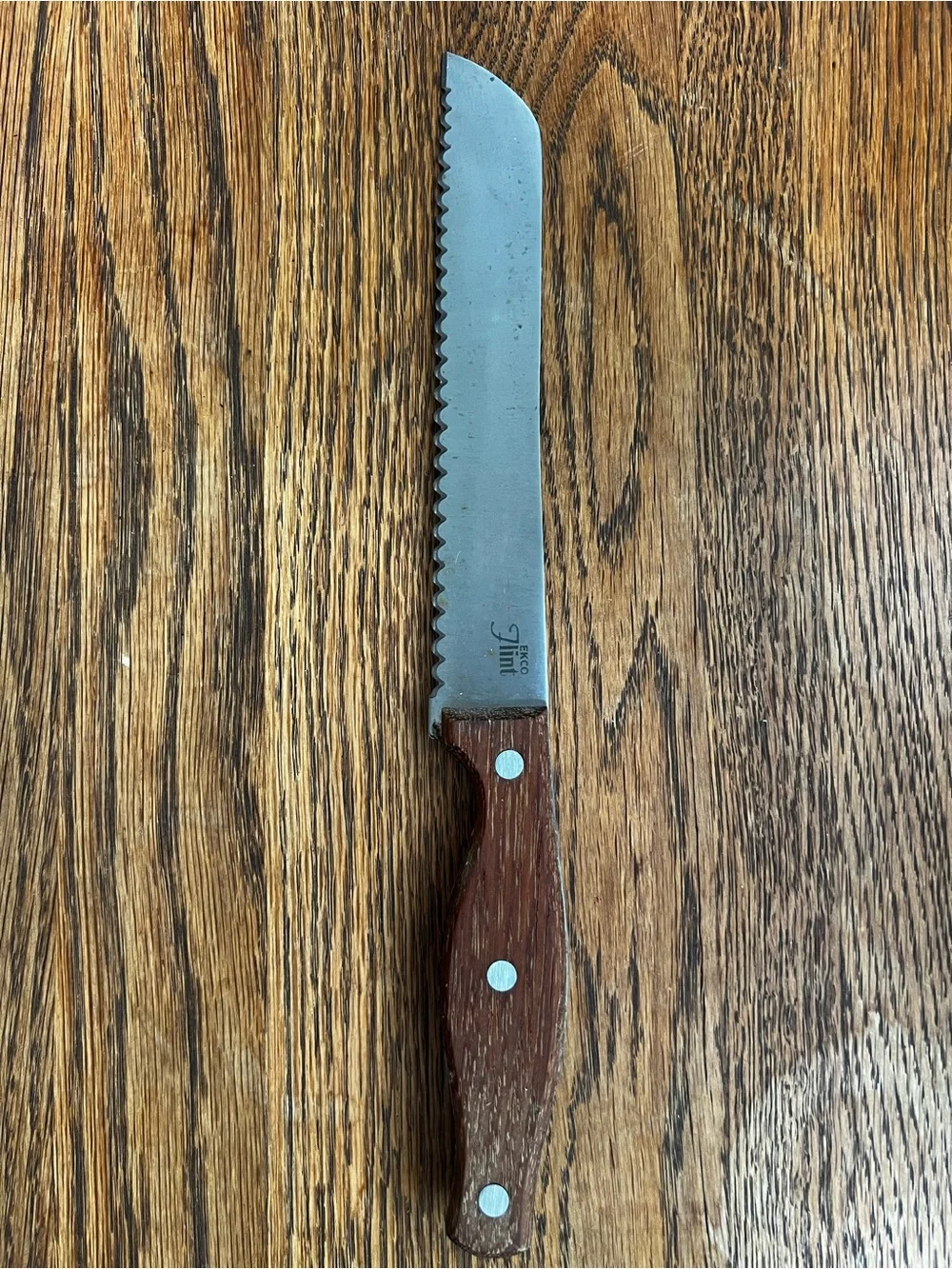 Ekco Flint Serrated Bread Knife Stainless Steel with Wood Handle
